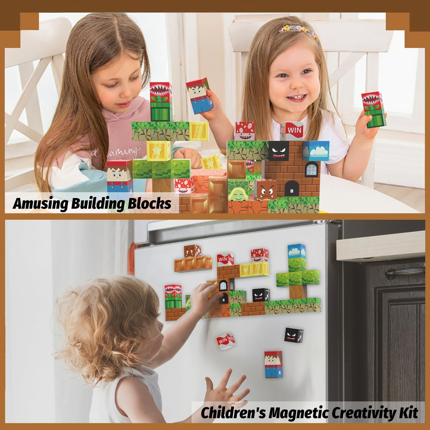 CEMECER Magnetic Blocks, 48PCS 1in Game Magnetic Building Blocks Toy for Kids Build Cubes, Stacking Magnetic Tiles, Sensory Montessori Construction Game Toys, Boys Girls Christmas Birthday Gifts.