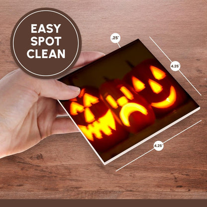 3dRose Halloween Jack O Lanterns Carved Pumpkins Set of 8 Ceramic Tile Coasters