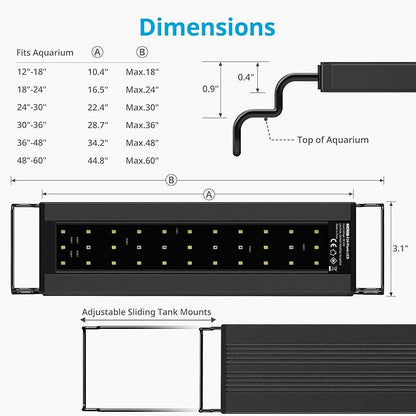NICREW C10 Plants LED Aquarium Light, 36-48 in, 27 Watts, Full Spectrum Fish Tank Light with Timer, Day and Night Cycle, Brightness Adjustable