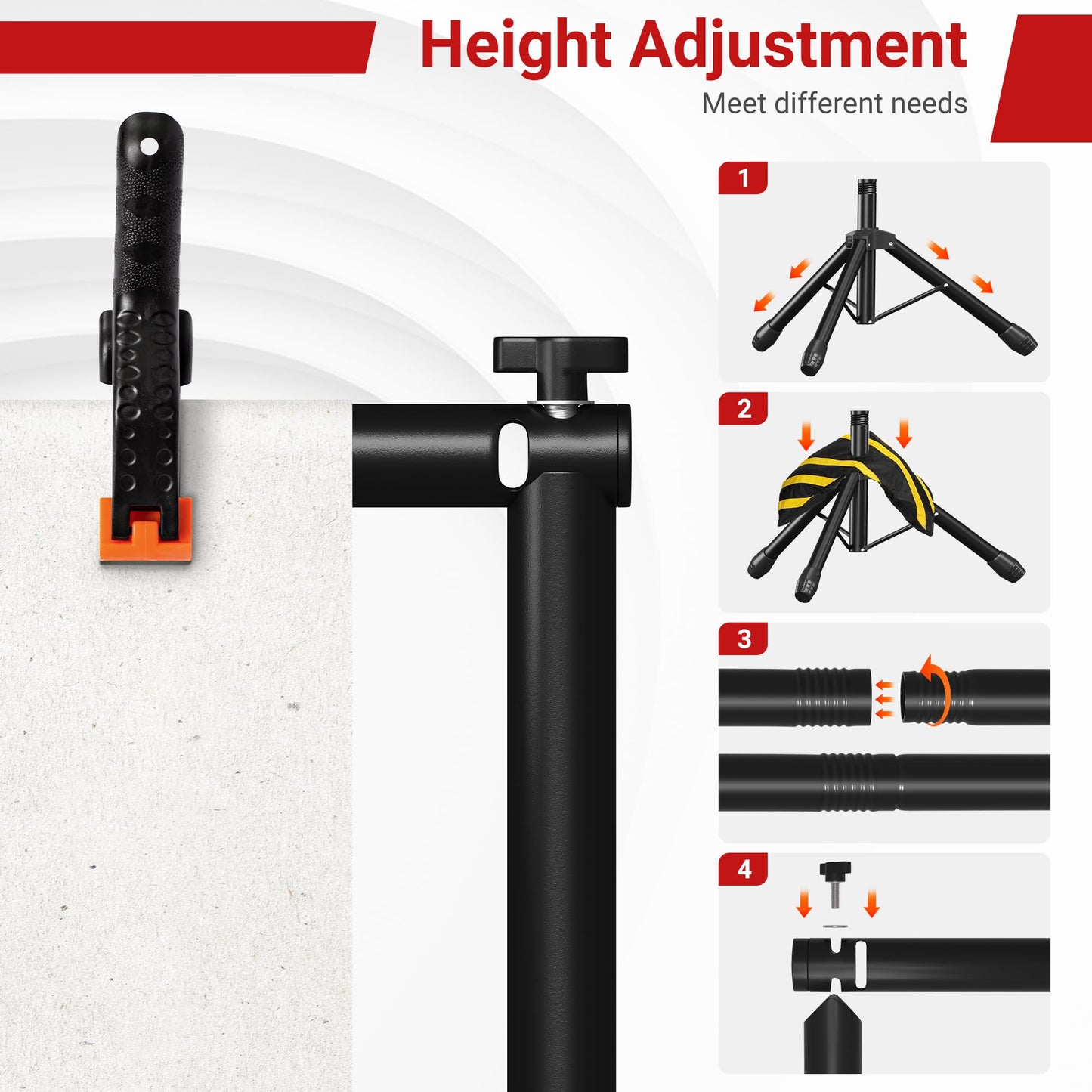 Backdrop Stand, Adjustable 10x7.5 FT Background Stand Backdrop for Parties, Photo Video Studio, Portable Photography Backdrop Stand with Carrying Bag, 6 Backdrop Clamps, and 2 Stand Bags