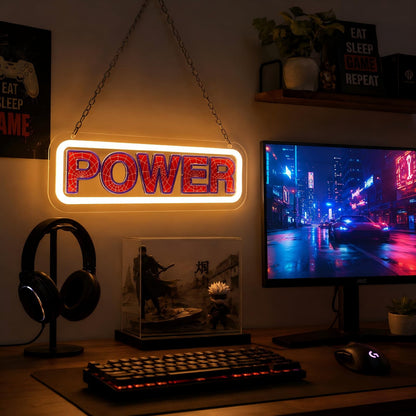 AGJKSGH Power Neon Sign Spider Web Lettering LED Light Up Sign for Wall Decor, Cool Superhero Theme Comic Neon Light for Kids Boys Bedroom Gaming Room, Trendy Birthday Gifts with Chain