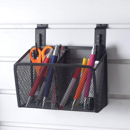 SMAODSGN Wall Hanging Pencil Holder With Slatwall J Hooks Slatwall Pencil Cup Wall Mounted Pen Holder Wall Marker Holder Metal Pencil Holder For Paintbrushes Pegboard Classroom Home