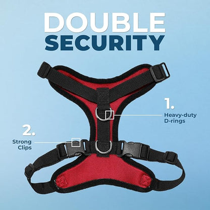 Voyager Step-in Pet Harness - All Weather Mesh, Adjustable Step in Harness for Cats and Dogs by Best Pet Supplies - Red/Black Trim, M