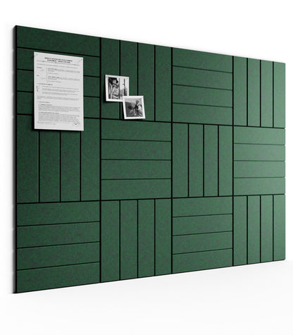 Bumusty Large Cork Board Alternative-48 x 36" Felt Bulletin Board Tiles, with 30 Pushpins, 70 Adhesive Tabs, Bold-Stripe 12-Pack, Cork Boards for Office Push Pin Board Felt Board-Pine Green