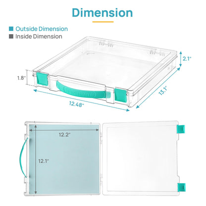 Vtopmart 3 Pack Board Game Storage with Handle and Snap-Tight Latch Lid, Craft Organizer Fit 12" x 12" Papers, Stackable Clear Storage Box for Scrapbook Storage, Art Supply Storage, Puzzle Storage