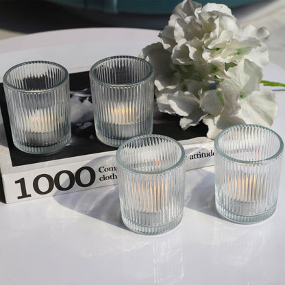 VOHO 24pcs Clear Candle Holder Wedding Centerpieces for Tables, Votive Candle Holders for Votive & Tea Lights Candles, Clear Glass Tealight Candle Holder for Halloween