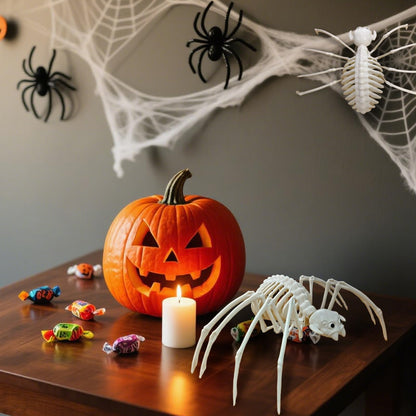 mogenda Large Realistic Spider Skeleton,Horrible Spider Bone,Vivid Spider Skeleton Model Halloween Decorations for Yard Garden Lawn,Haunted House Props(Spider-1p)