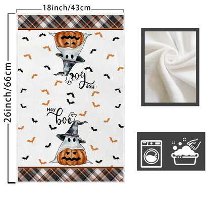 XCHI Halloween Boo Spooky Ghost Cat Kitchen Towels Dish Towels 18x26 Inch Home Kitchen Decorations Hand Towels Set of 2 Drying Dishcloth