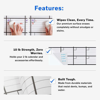 (2 PK) Large Dry Erase Calendar for Wall 24x36, Giant Family Office Big Reusable, Monthly Planner Erasable 36x24, Rolled Whiteboard White Board, Calendar Dry Erase for Undated Wall Large Classroom