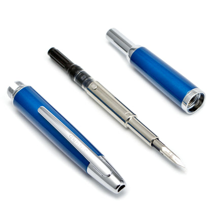 Jinhao 10 Press Fountain Pen with Box, Pearl Blue Retractable Extra Fine Nib with Ink Converter Set (Silver Clip)