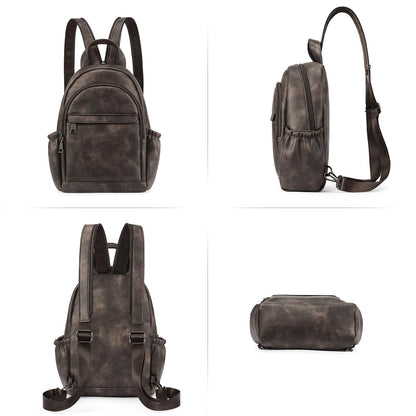 CLUCI Sling Bag for Women Leather Backpack Small Convertible Backpack Purse for Travel Hiking Cycling