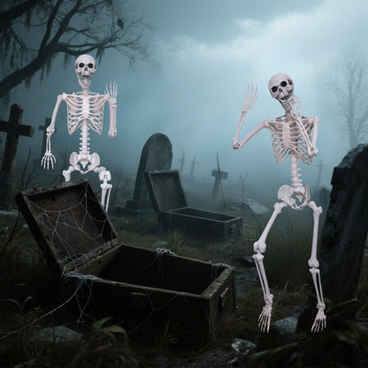 Lodou 2 Pack 5.4ft/165cm Life Size Skeleton Halloween Skeletons,Full Body Human Bones with Movable Joints for Indoor Outdoor Halloween Decor