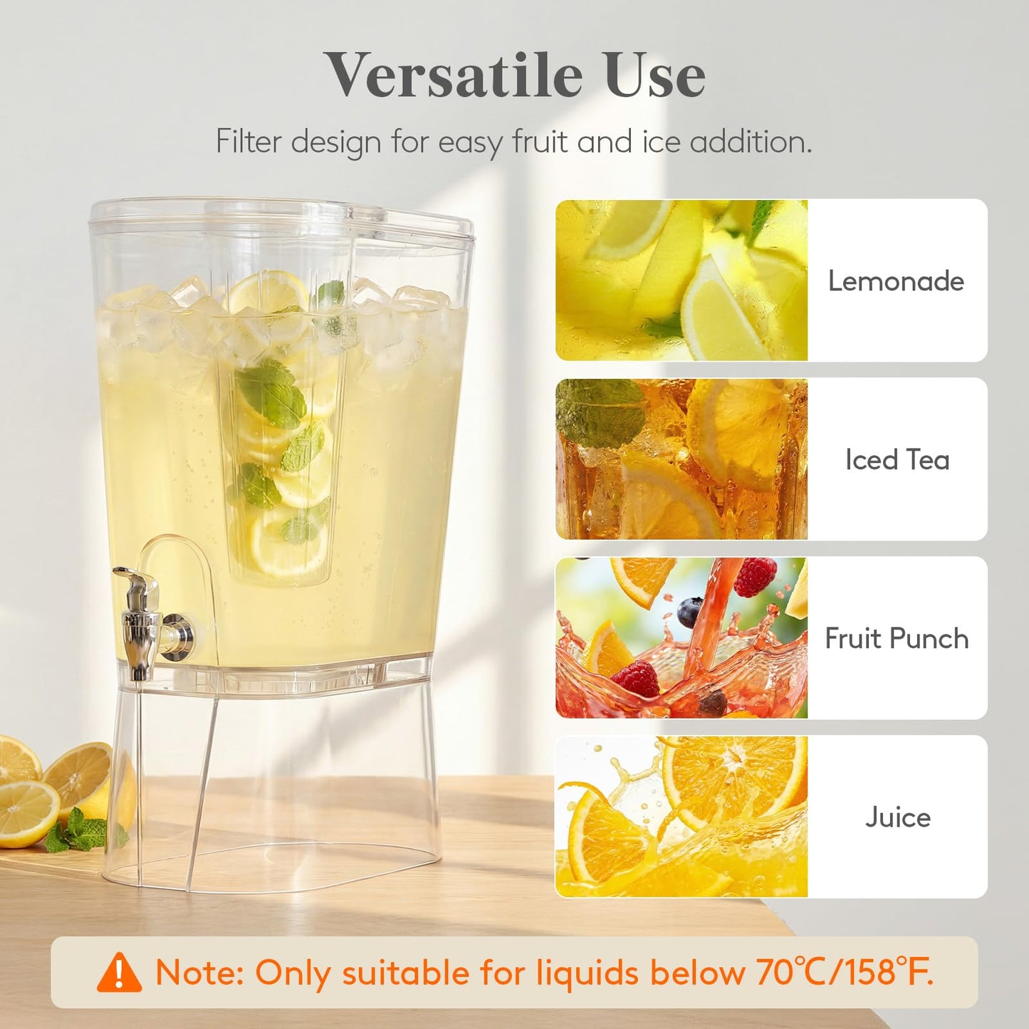 Lifewit 2 Gallon Drink Dispenser for Parties, Large Plastic Beverage Container with Fruit Infuser & Leak-Proof Spigot, BPA Free Water Pitcher for Juice/Tea/Lemonade - Ideal for Bar & Outdoor, 2 Pcs