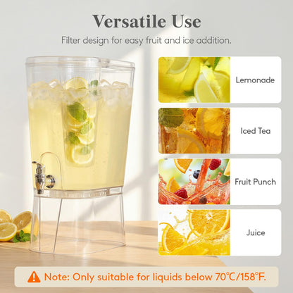 Lifewit 2 Gallon Drink Dispenser for Parties, Large Plastic Beverage Container with Fruit Infuser & Leak-Proof Spigot, BPA Free Water Pitcher for Juice/Tea/Lemonade - Ideal for Bar & Outdoor, 2 Pcs