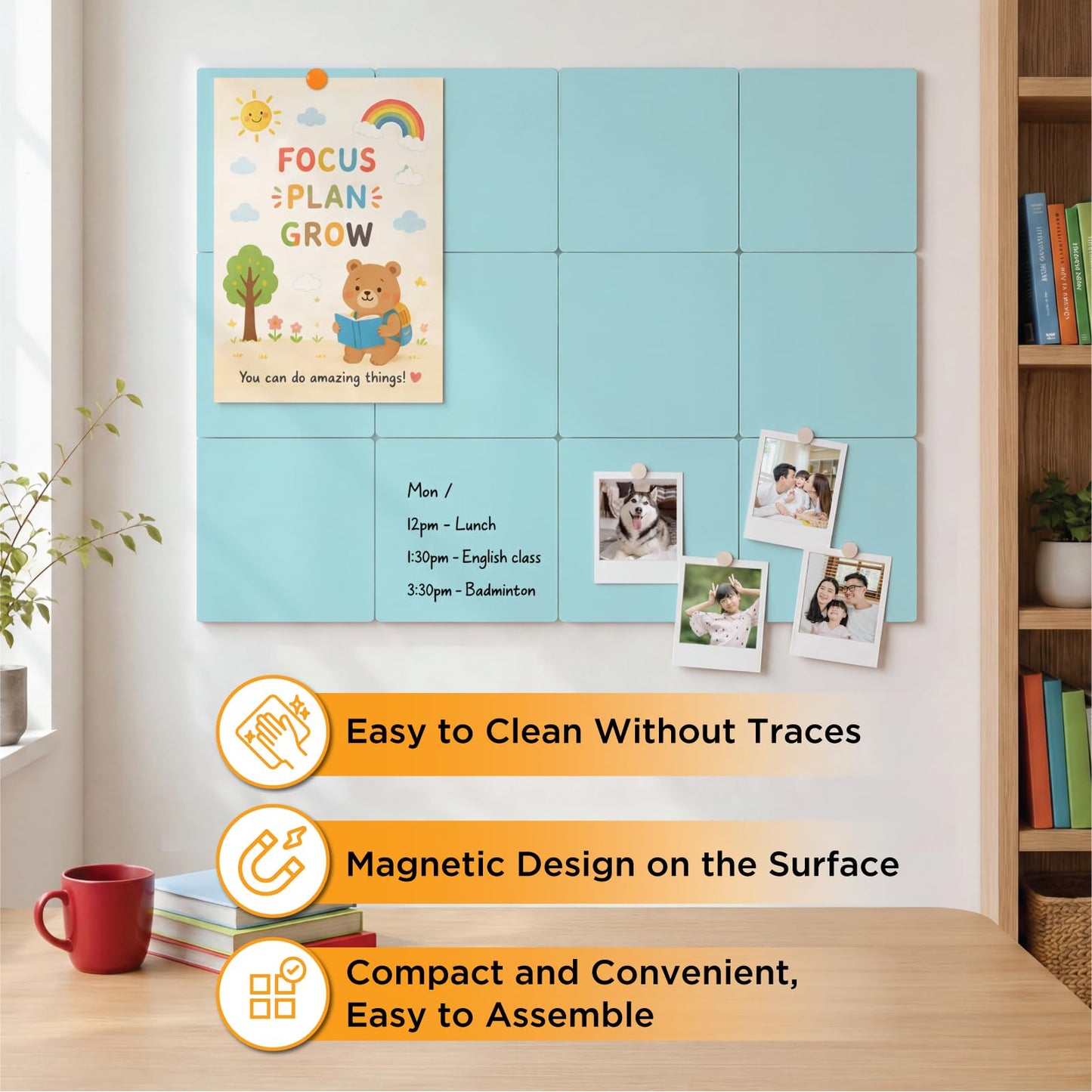 Comix Magnetic Board, 12 Pack Magnetic Whiteboard for wall, 11.8 x 11.8 Inches Dry Erase Board for Kids, Students, White Board Dry Erase Set for Fridge, Office and Home, Light Blue