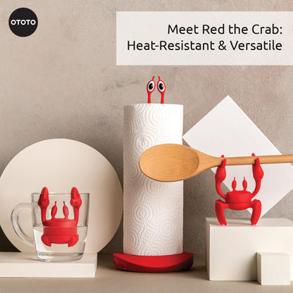 OTOTO Red The Crab Silicone Utensil Rest - Kitchen Gifts, Silicone Spoon Rest - Heat-Resistant Kitchen - Steam Releaser, Chopstick Rests & Holders