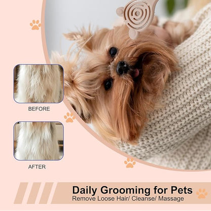 Cat-Ear Design Puppy Brush, Gentle Soft-Bristle Small Dogs Plastic Detangling Grooming Tool, Fit for Yorkie Shih Tzu Maltese Maltipoo (Light Pink)