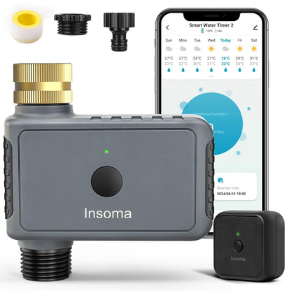 WiFi Water Timer Brass Inlet, 1-Zone Smart Hose Faucet Timer App & Voice Control via 2.4GHz WiFi, Sprinkler Timers w/Auto/Manual/Rain Delay Modes for Garden/Lawn, Works with Alexa & Google Assistant