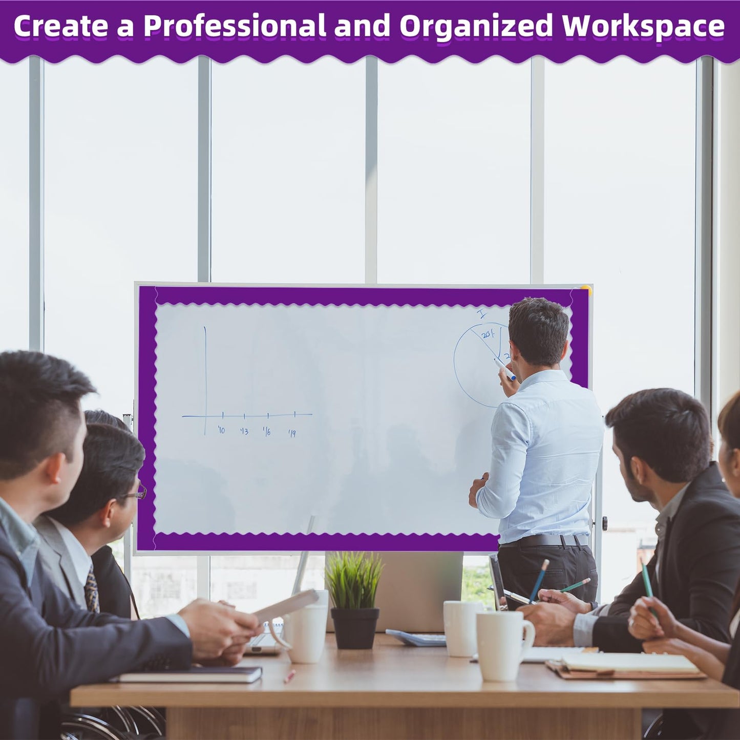 30 Pcs Magnetic Borders for Classroom Whiteboard - Dark Purple Magnetic Bulletin Board Border Set - Scalloped Chalkboard Border Strips for Teachers, Parents, DIY Home,School & Office Decoration