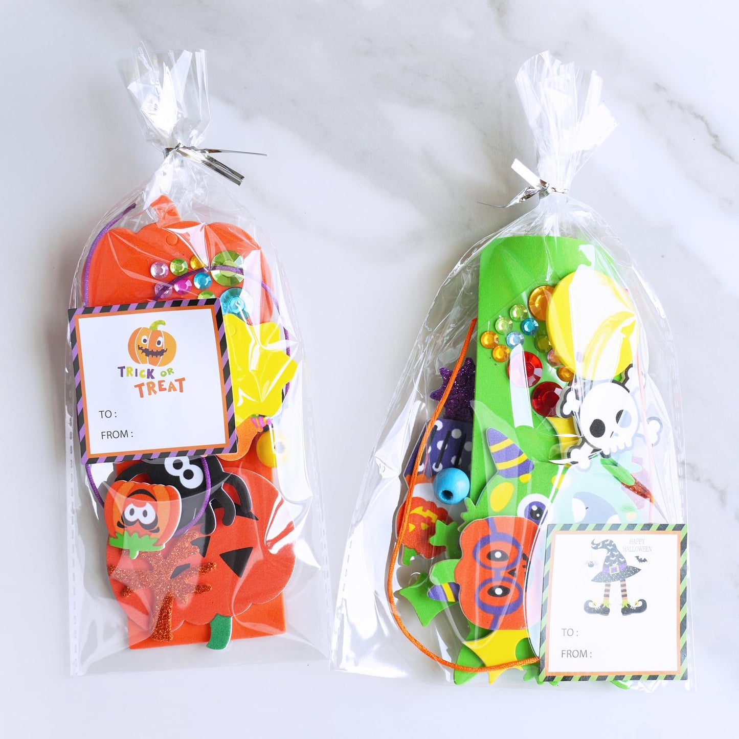 Winlyn 24 Sets Halloween Craft Kits Fall Crafts DIY Candy Corn Bat Ghost Witches Bookmark Ornaments Art Sets Foam Stickers Arts and Crafts for Kids Classroom Activities Trick-or-Treaters Party Favors