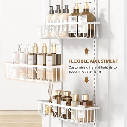 Delamu Adjustable Over the Door Pantry Organizer, 6-Tier Metal Pantry Organization and Storage for Kitchen, Hanging Spice Rack Seasoning Shelves, Cabinet Door Organizer for Easy Install, 16"