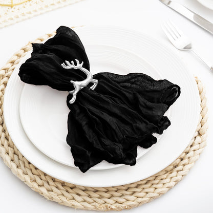 60 Pack Black Cheesecloth Napkins Washable 21x21 Inches Black Cloth Napkins Set of 60 Dinner Table Napkins for Wedding Rustic Boho Cotton Gauze Summer Bridal Baby Shower Party Table Decor