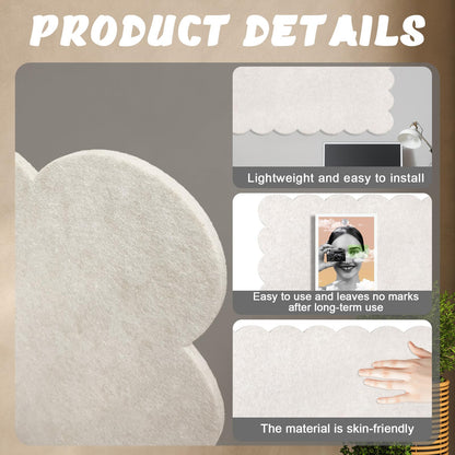 Beige Scalloped Felt Bulletin Board - 36 x 24 Inches Large Felt Board Foldable Cork Board Alternative Photo Board Self-Adhesive Vision Board Decorative Pin Board for Wall