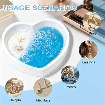 LENTOFINE Resin Ring Dish,Coastal Jewelry Tray for Small Trinkets