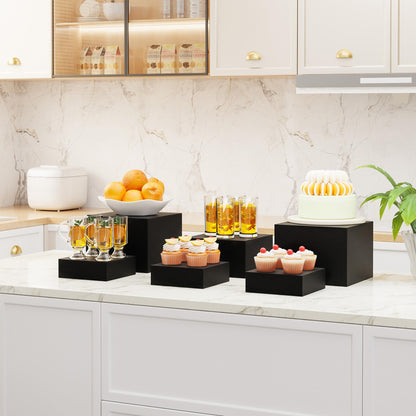 NEETBU Metal Display Stands for Buffet Table - Black & White Cake Risers, Cupcake Stand for Wedding, Party, Catering Supplies, Elegant Food Risers for Displaywith 3Pcs Hollow Bottoms 6''x7''x8''