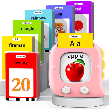 Kidzdo 520 ABCs Sight Word Talking Flash Cards for Toddlers, Easter/Birthday Gifts for 2 3 4 5 6 Year Old Girls, Early Educational Toys, Pocket Speech Learning Toys for Autistic Kids Ages 2-6, Pink
