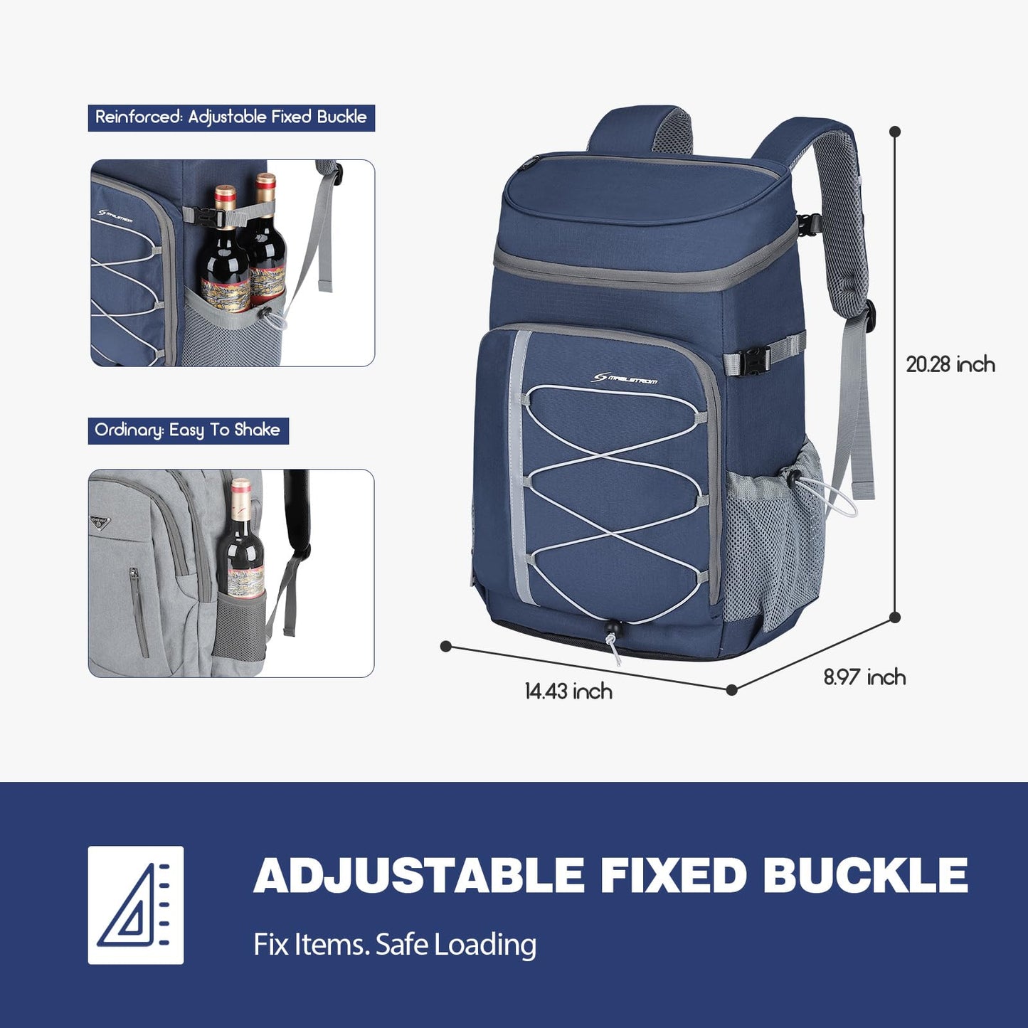Maelstrom Cooler Backpack,50 Can Backpack Cooler Leakproof,Insulated Soft Cooler Bag,Camping Cooler,Beach Cooler,Ice Chest Backpack,Lightweight Travel Cooler Lunch Backpack for Hiking,Shopping,Blue
