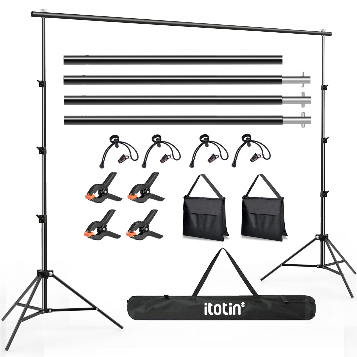 Photo Backdrop Stand, 10x9ft(WxH) Adjustable Photography Backdrop Stand, Aluminum Alloy Studio Photo Background Stand Support System for Party, Wedding, Photography, Advertising Display