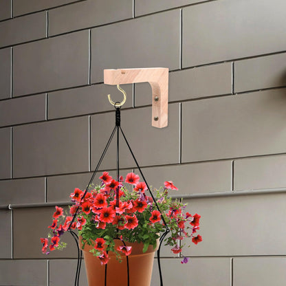 IMIKEYA Wooden Plant Hanging Hooks 2pcs Heavy-Duty Wall Plant Hanger Brackets for Indoor and Outdoor Use Natural Wood Color