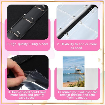 Card Binder 4/9 Pocket PU Waterproof Trading Binder Compatible with Mtg/ygo/tcg for 400/900 Portable Album Holder with Zipper Wristband Card Organizer