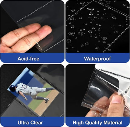 100 Pack 9 Pocket Card Sleeves Binder Sheets, Holds 1800 Cards, Trading Card Sleeves for 3 Ring Binder, Protective Pages Sheets for Baseball, Football, Business, Game Cards