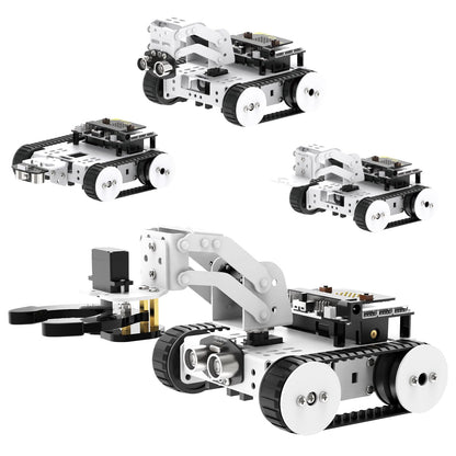 Qtruck 4-in-1 Smart Robot Car for Micro:bit V2 Programming STEM Project Educational Robot Kit Tracked Tank Car for Robotic Beginner Learn Micro:bit Graphical Makecode Coding Car (with Micro:bit V2)
