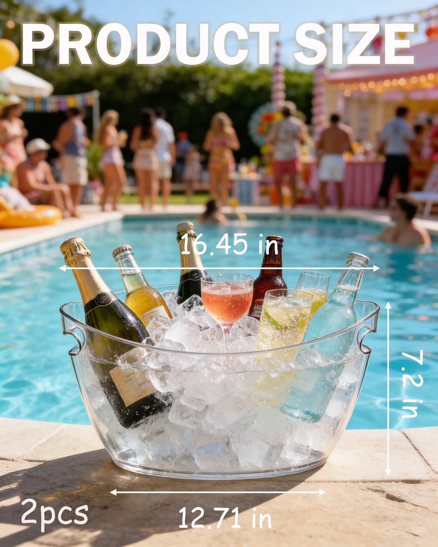2-Pack Clear Acrylic Ice Buckets for Parties (5.5L Each) – Plastic Beverage Tubs with Scoops – Wine Bucket Chiller for Parties, Drink Buckets for Outdoor Events, Mimosa Bar, BBQ(Small Size)