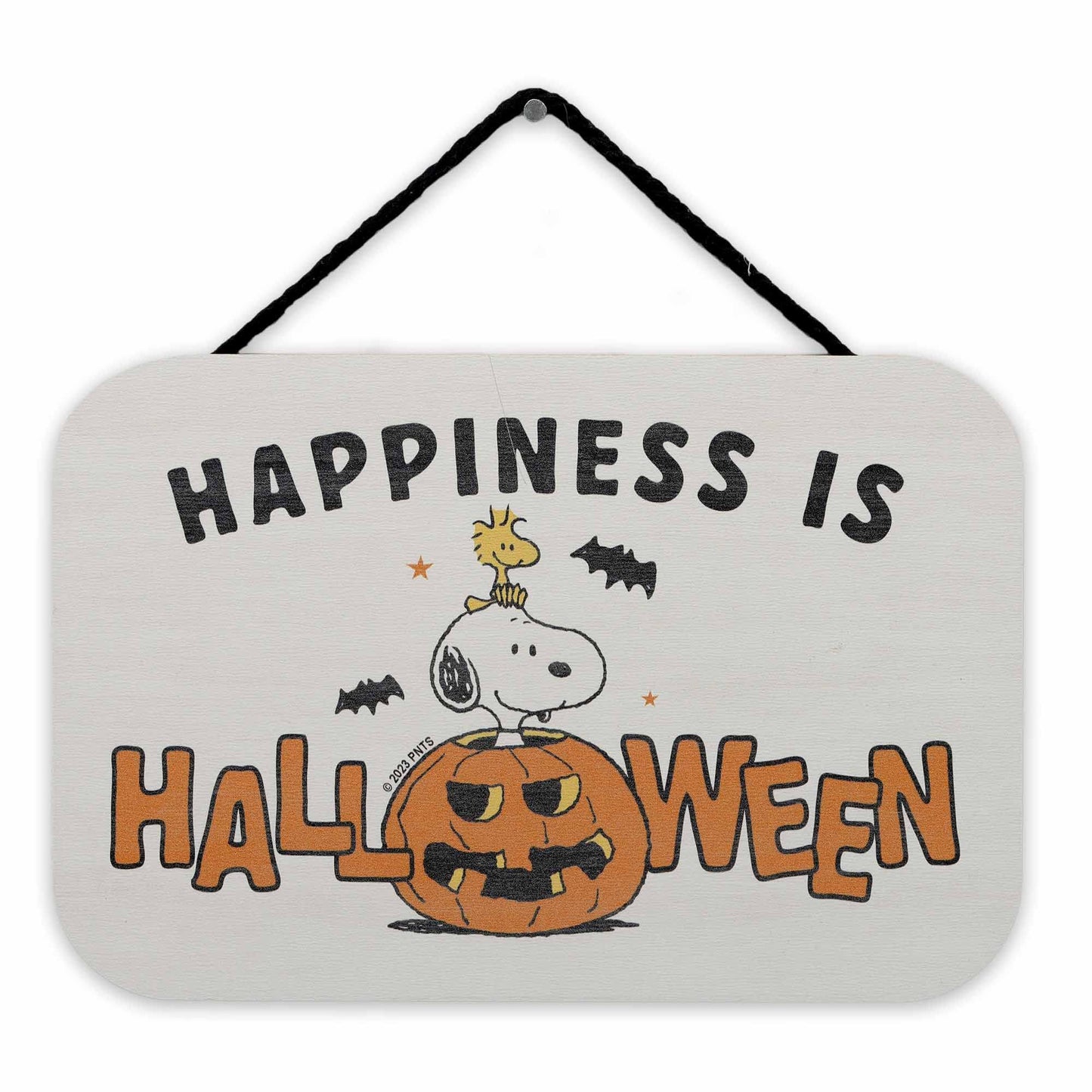 Peanuts Snoopy Happiness Is Halloween Hanging Wood Wall Decor - Fun Snoopy Halloween Sign for Home Decorating
