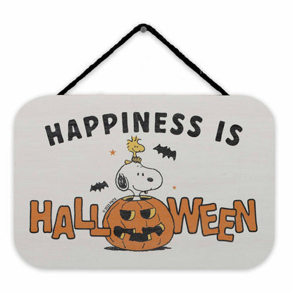 Peanuts Snoopy Happiness Is Halloween Hanging Wood Wall Decor - Fun Snoopy Halloween Sign for Home Decorating