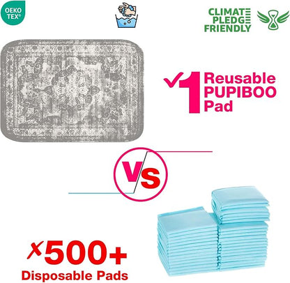 PUPIBOO Washable Pee Pads for Dogs and Cats - (5 x 7FT) - Super Absorbent Reusable Puppy Training Pads - 100% Waterproof, Leak-Proof & Non-Slip Whelping Pads for Pet Housebreaking