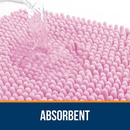 OLANLY Large Bathroom Rugs 40x32, Extra Soft Absorbent Chenille Bath Rugs, Rubber Backing Quick Dry, Machine Washable Bath Mats for Bathroom Floor, Tub and Shower, Home Decor Accessories, Pink