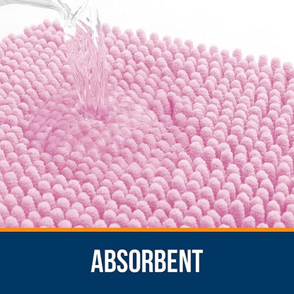 OLANLY Large Bathroom Rugs 70x46, Extra Soft Absorbent Chenille Bath Rugs, Rubber Backing Quick Dry, Machine Washable Bath Mats for Bathroom Floor, Tub and Shower, Home Decor Accessories, Pink