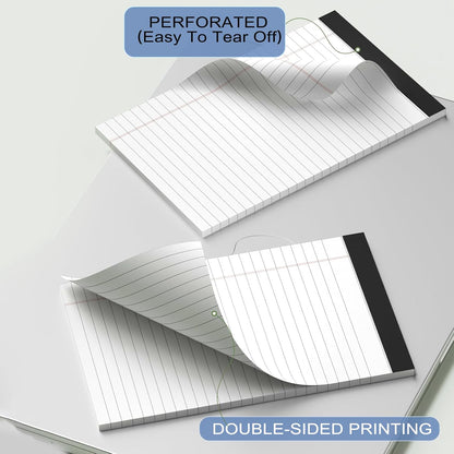 12pcs Small Note Pads, White Notepads 5x8 College Ruled Notebook, Writing Pads 5 x 8, Legal Pads, Memo Pad Paper Perforate Narrow Ruled Notebooks for Work, School, Office,30 Sheets/Pack