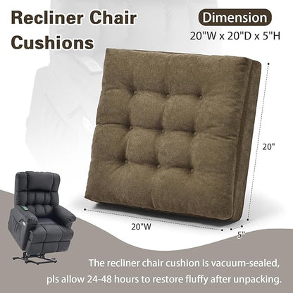 TANYOO Recliner Cushion for Elderly - Patented Dual Seat Cushion for Sagging Recliner Replacement Booster Cushion for Easy Get Up from Chair, Sofa & Couch, Relieves Long-Sitting Pain 20x20x5 Brown