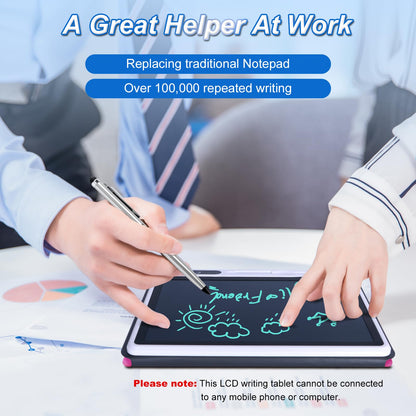 LCD Writing Tablet 10 inch Electronic Handwriting Pad Doodle Board with Leather Protective Case Christmas Birthday Gifts for Adults at Home Business Office(Pink)