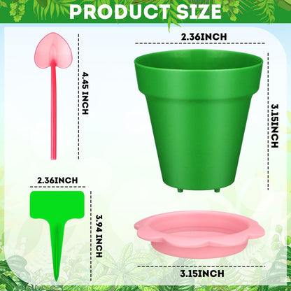 LOYIM 36 Packs Cupcake Plant Nursery Pots with Humidity Dome Small Flower Pots Plastic Planting Containers Cups with Saucers and Shovel for Indoor Outdoor Plant Succulent Display(Colorful)
