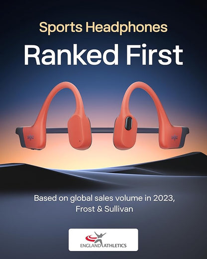 SHOKZ OpenSwim Pro - Open-Ear Bluetooth & MP3 Bone Conduction Sport Headphones, Swimming Headphones, IP68 Waterproof, Red