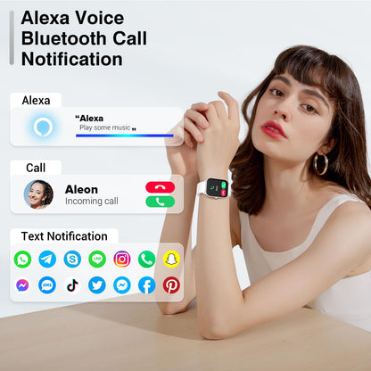 Smart Watches for Women Men, 2025 Smartwatch 1.8'' Alexa Fitness Tracker Smart Watch Compatible for Android iPhone with Bluetooth Call (Answer/Make), IP68 Waterproof Heart Rate/Sleep/SpO2 Monitor 110+