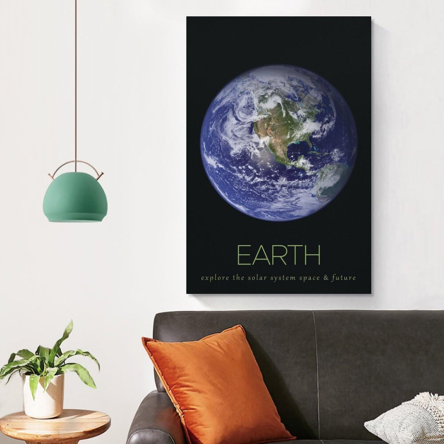 LGDSBHH Minimalist Earth Solar System Canvas Wall Art - Educational Space Planet Poster - Science Classroom & Kids Bedroom Decor - 12x18 Inch (Unframed)