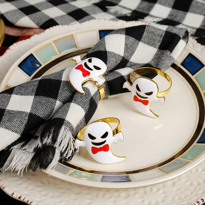 wonlex Buffalo Check Cloth Napkins Set of 6, 18 x 18 Inches Plaid Dinner Napkins, Reusable Washable Napkins for Halloween, Wedding, Parties, Festival, Cocktail (Black-White)